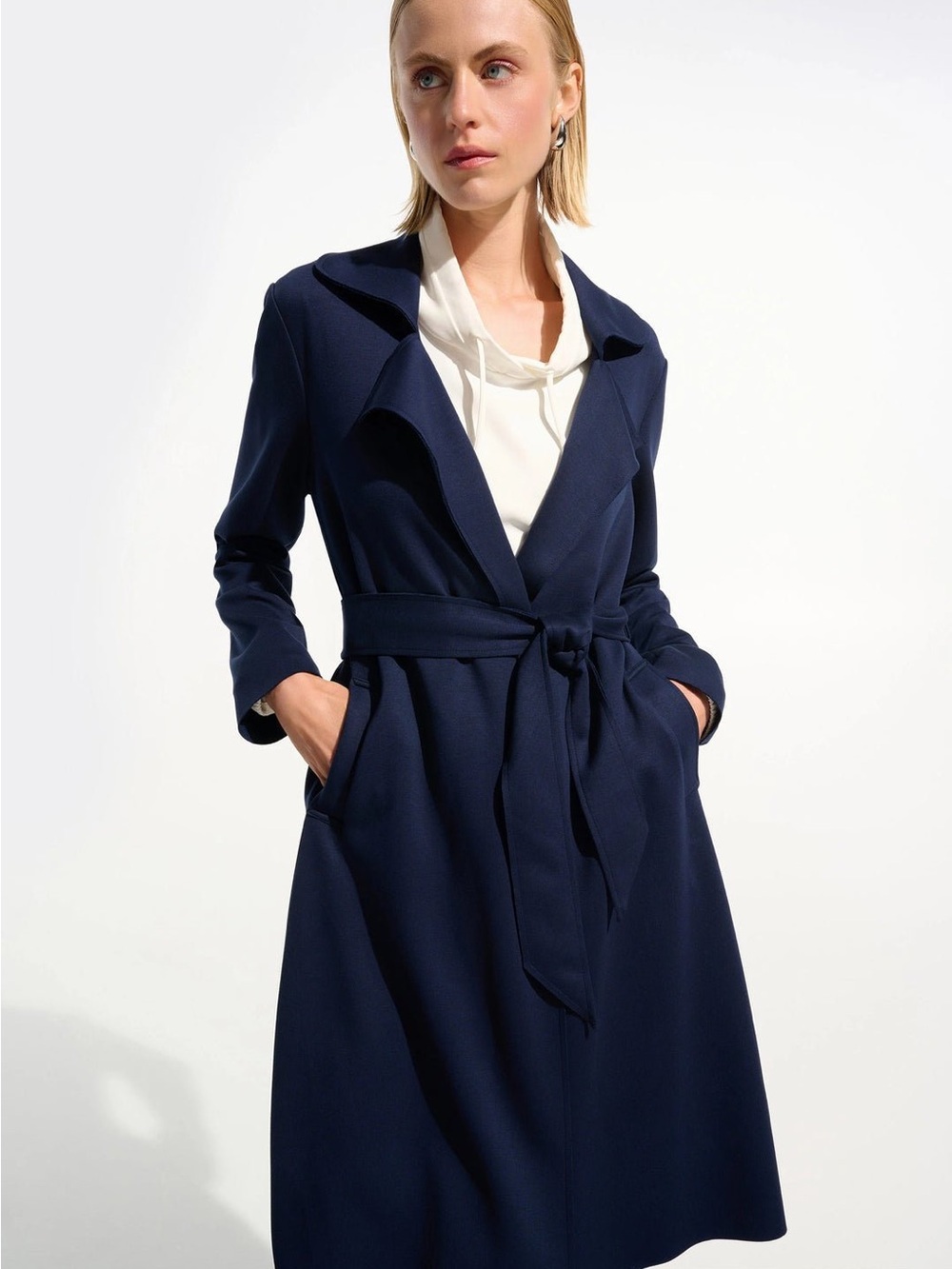 NWT Joseph Ribkoff Navy Tie-Waist Trench Coat